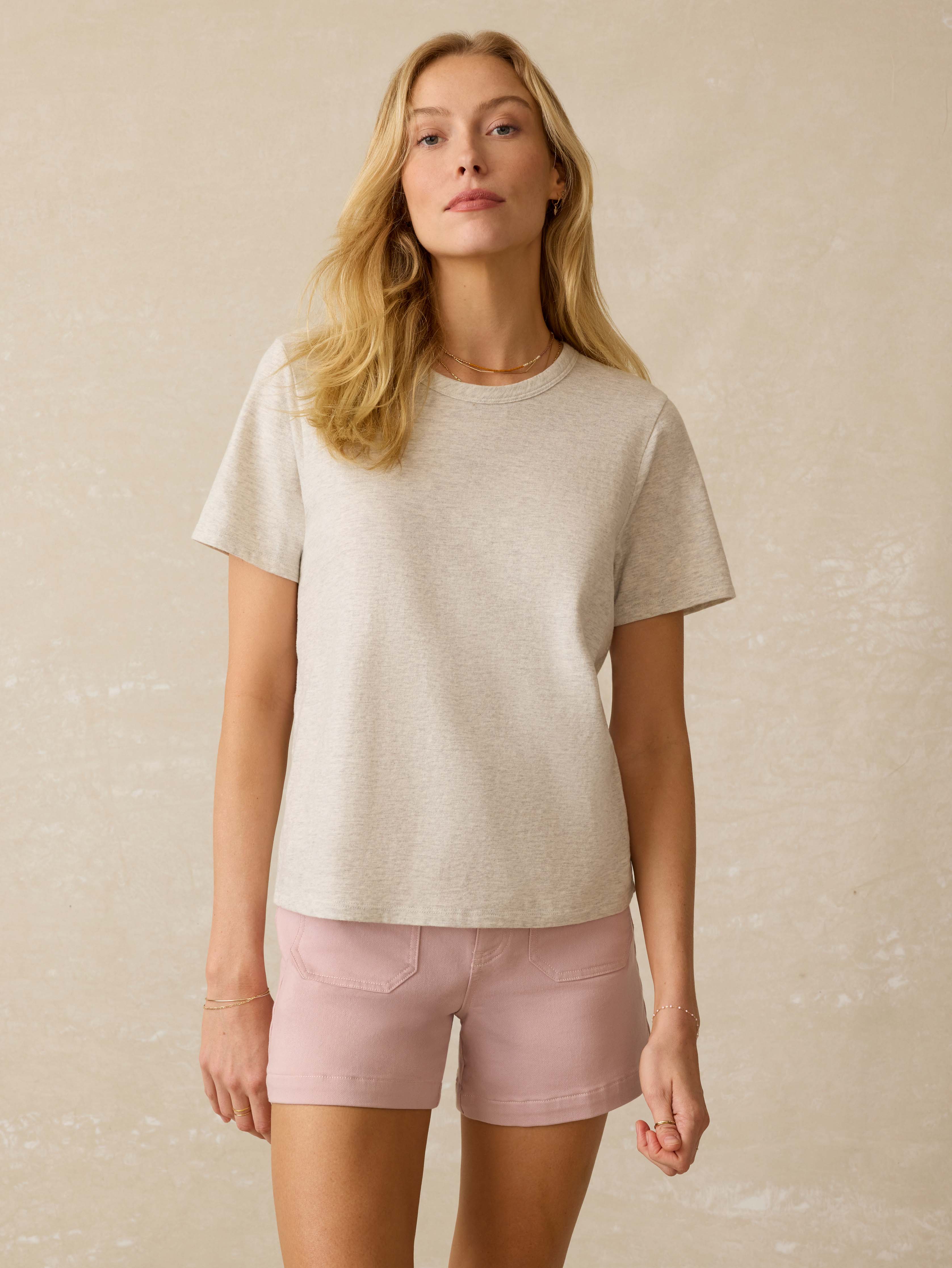 Sunwashed Regenerative Cotton Essential Tee - Island Dune Heather