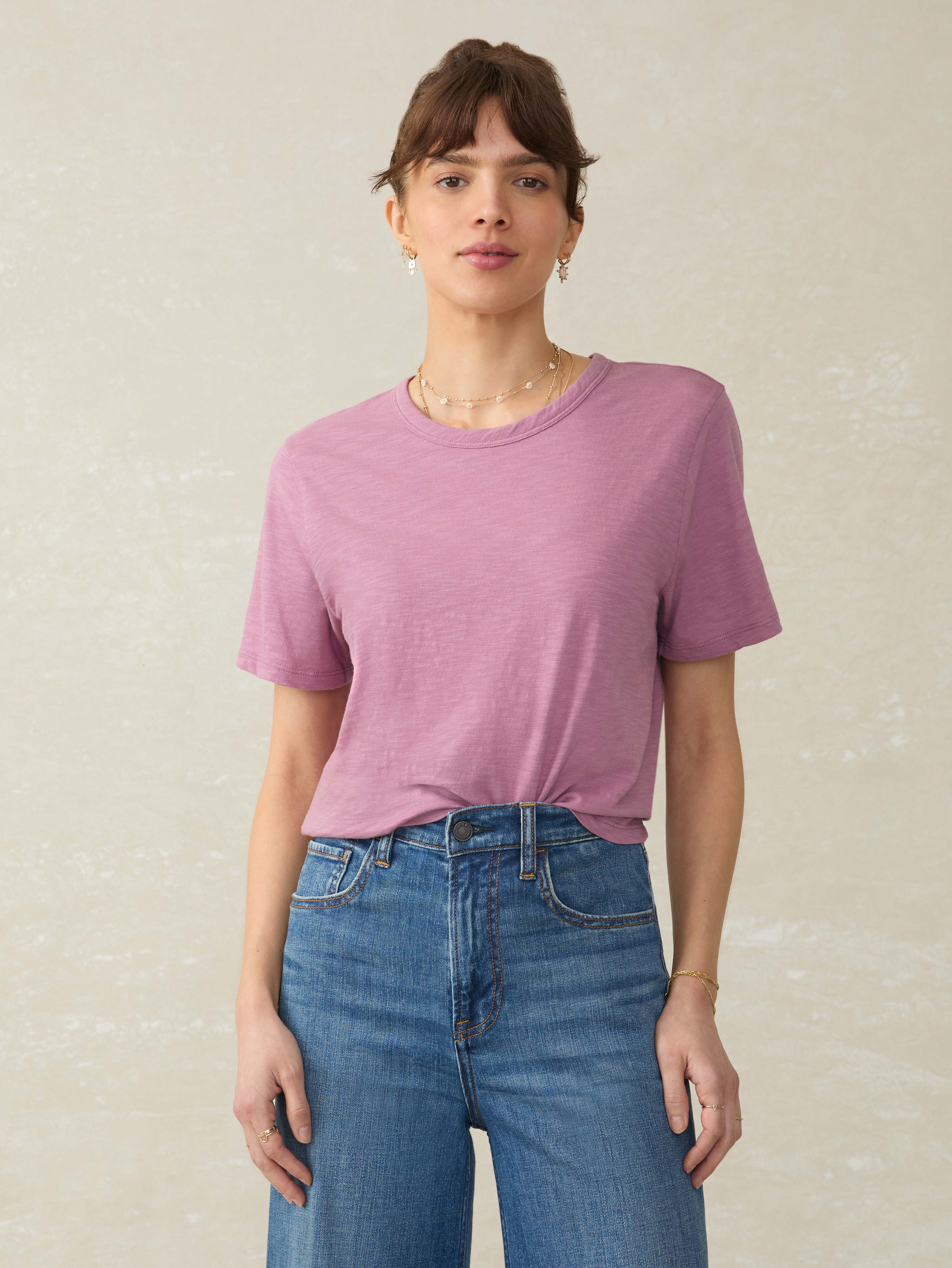 Sunwashed Regenerative Cotton Essential Tee - Weathered Orchid