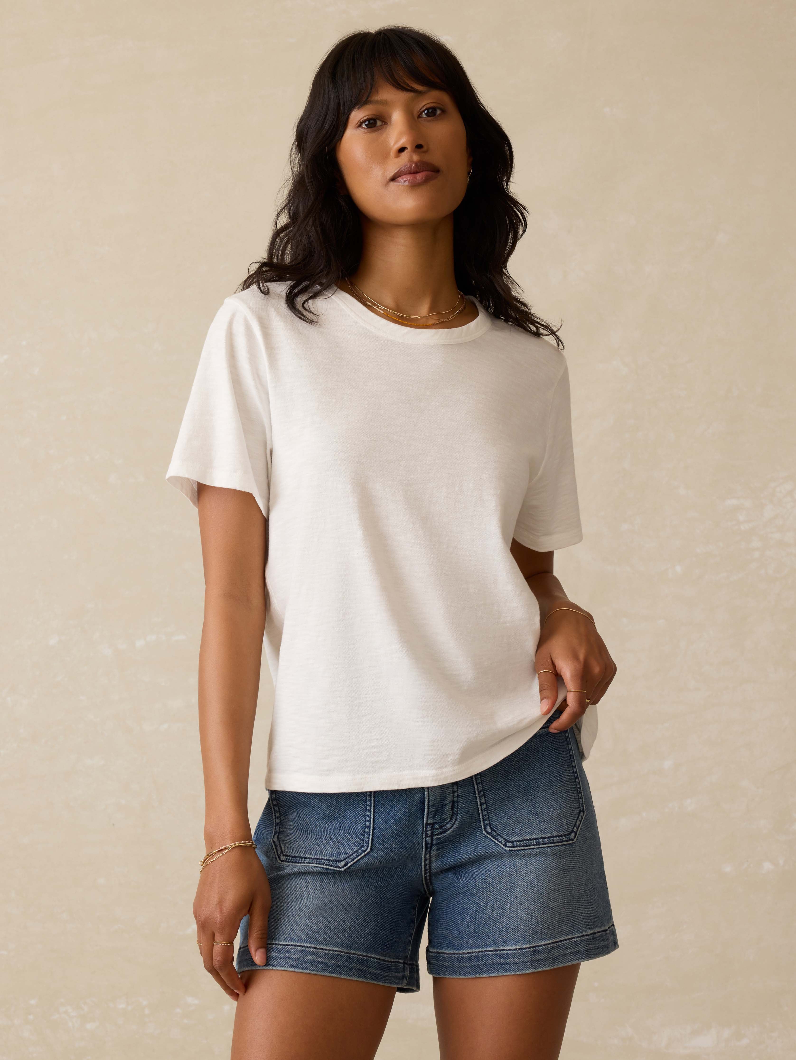 Sunwashed Regenerative Cotton Essential Tee - White