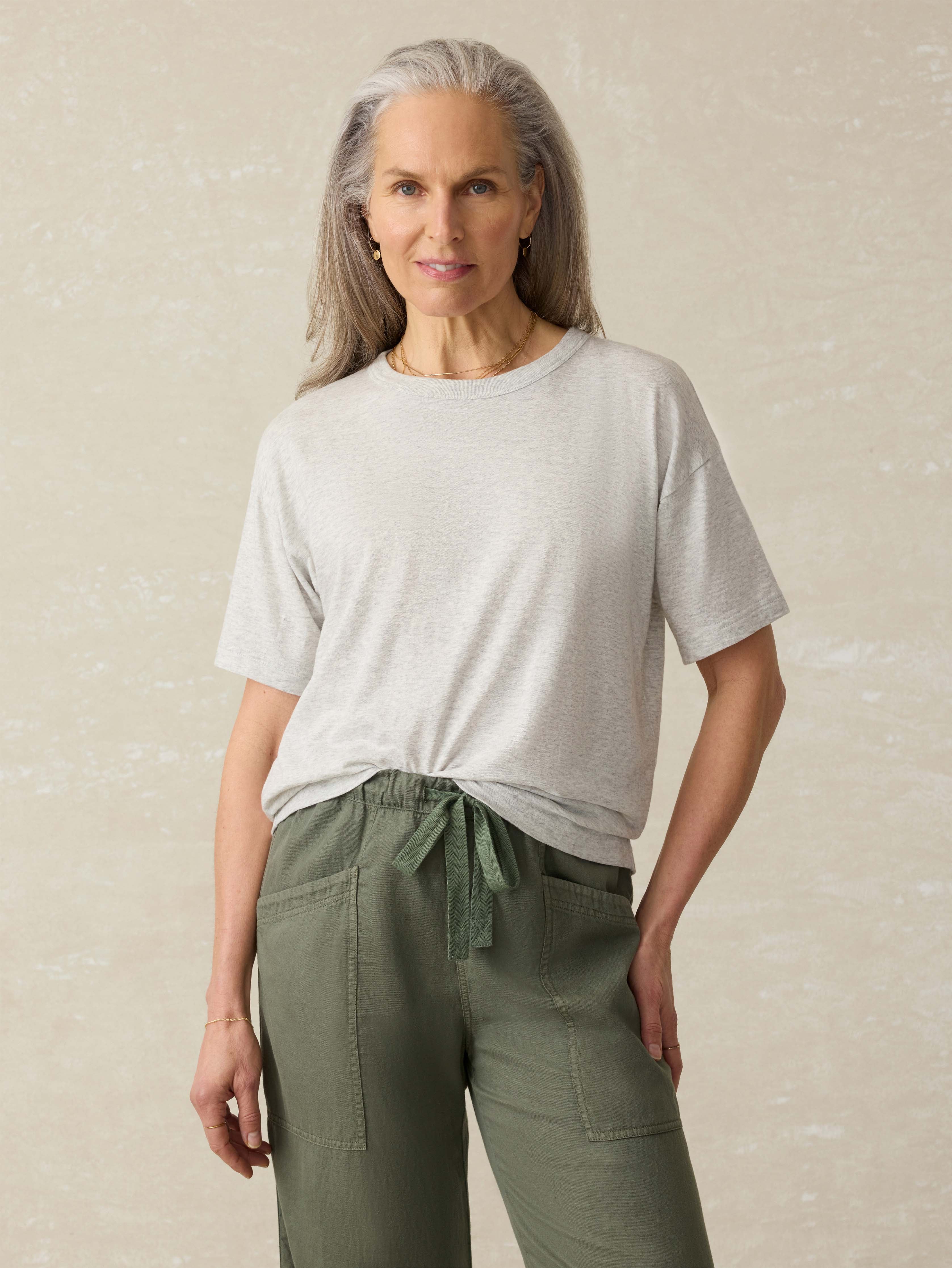 Sunwashed Regenerative Cotton Vintage Tee - Light Grey Heather