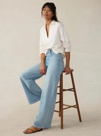 Linen Denim Sail Away Blouse - Egret