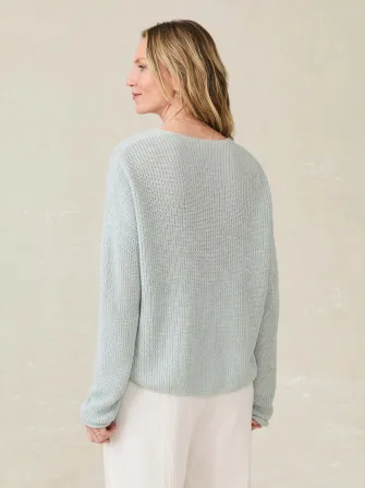 Miramar Linen V-Neck Sweater - Chalk Blue(Chalk Blue,XXS)