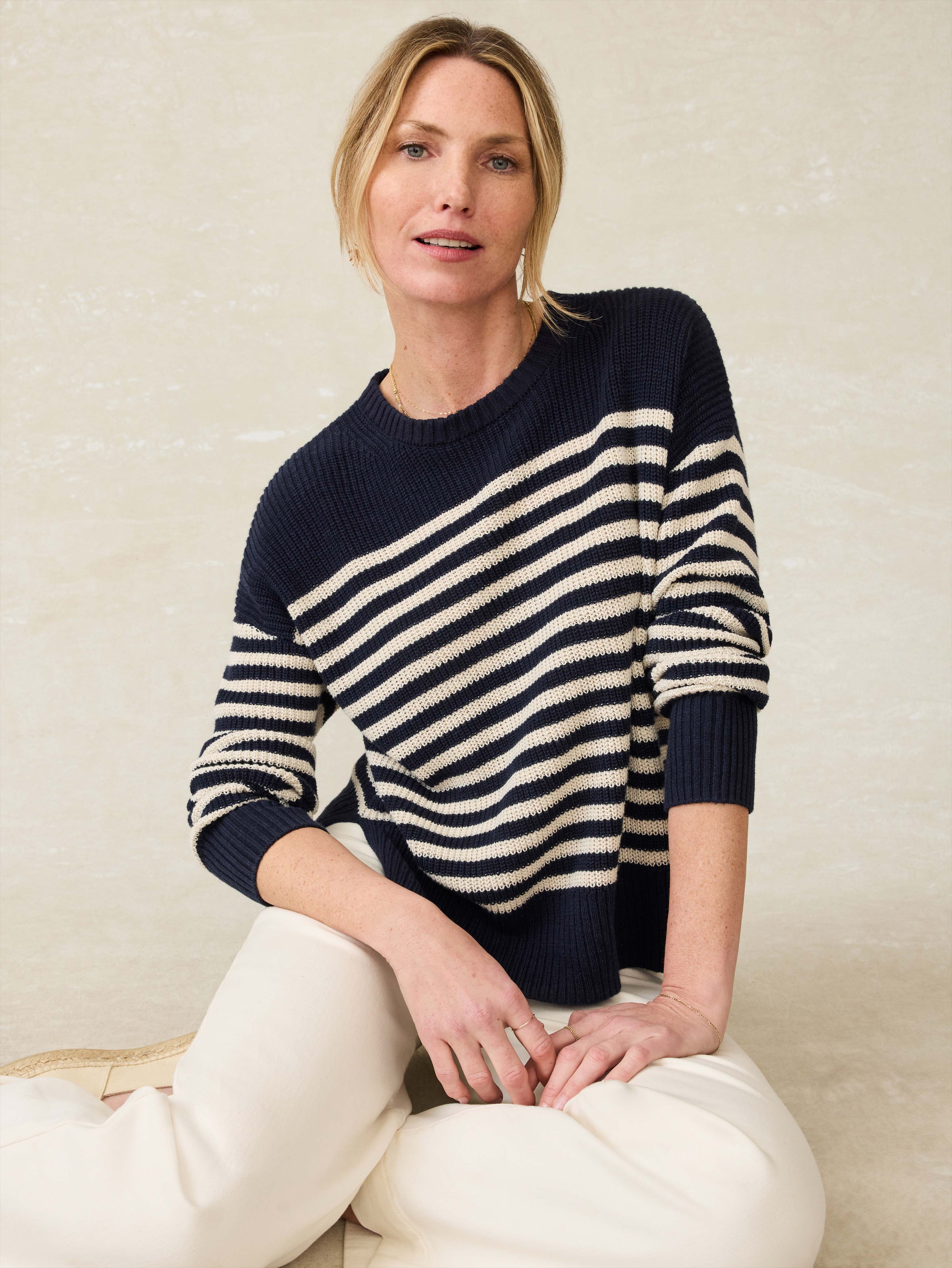 Miramar Linen Crewneck - Lighthouse Point