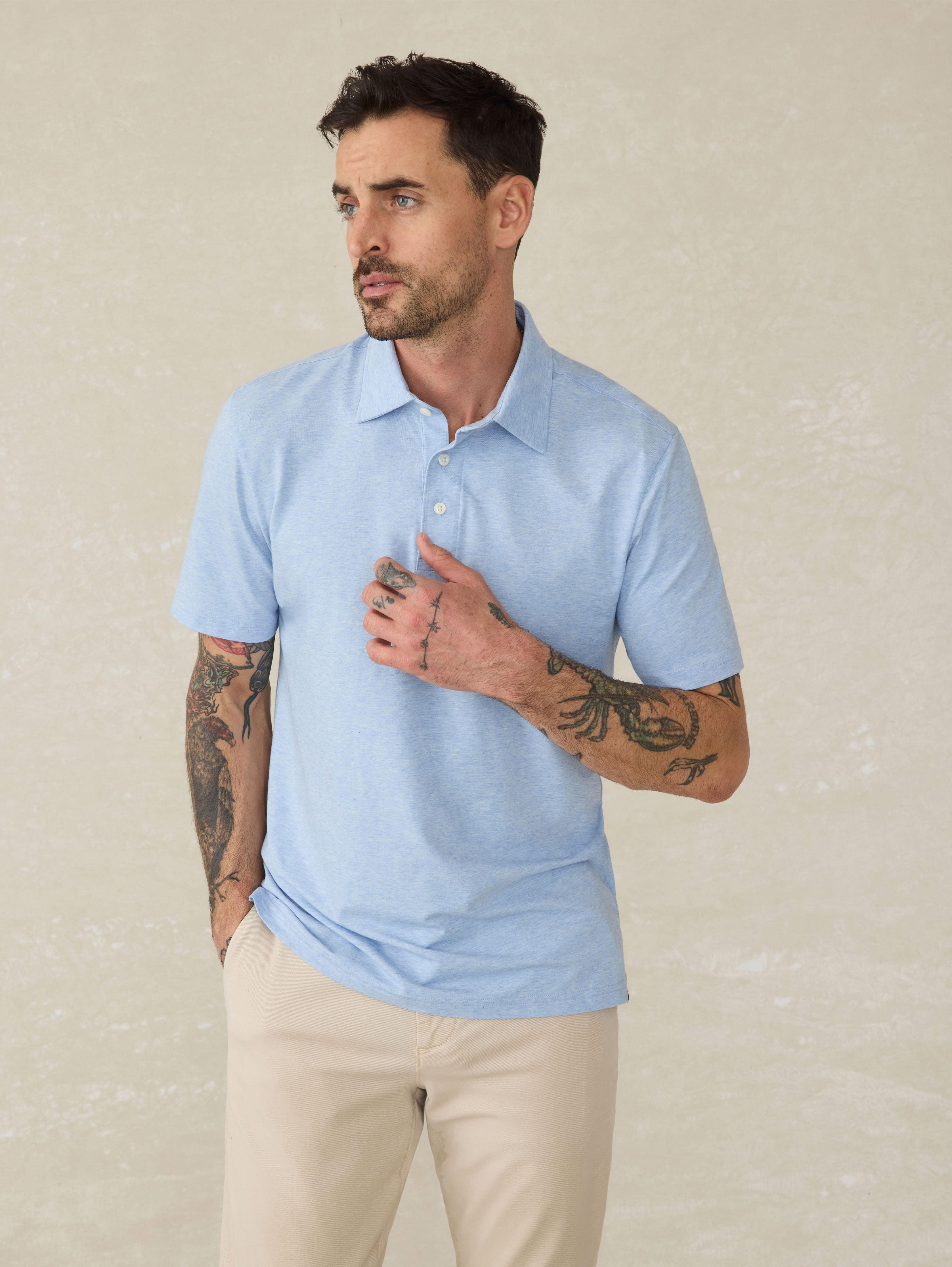 Movement™ Short-Sleeve Polo Shirt (Tall) - Cardiff Blue Heather