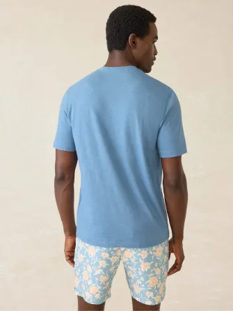 Short-Sleeve Sunwashed Regenerative Cotton V-Neck Tee - Blue Shore(Blue Shore,XS)