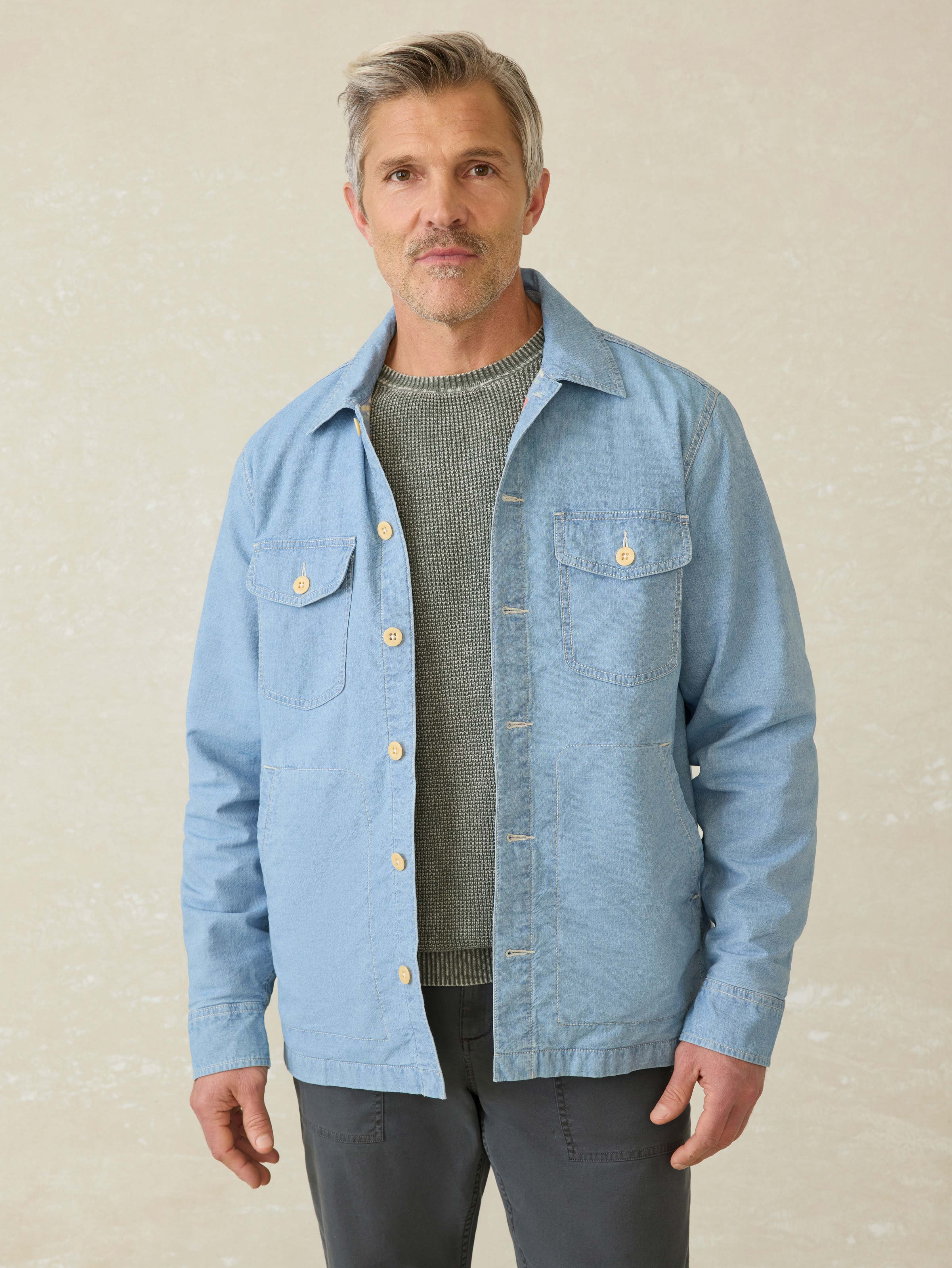 Doug Good Feather Indigo Herringbone Shirt Jacket - Blue Haven Wash