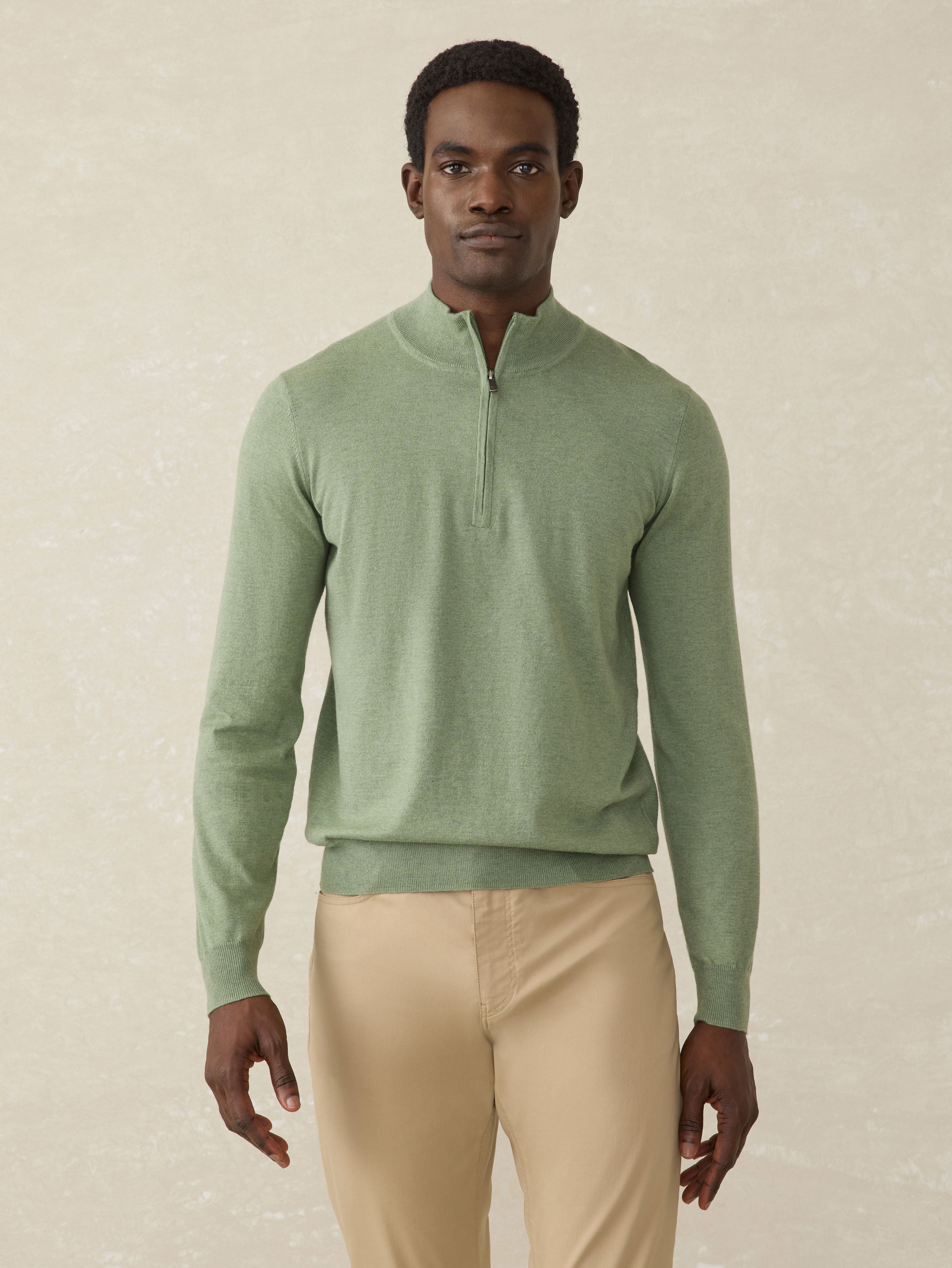 Movement™ Quarter Zip Sweater - Faded Leaf Melange