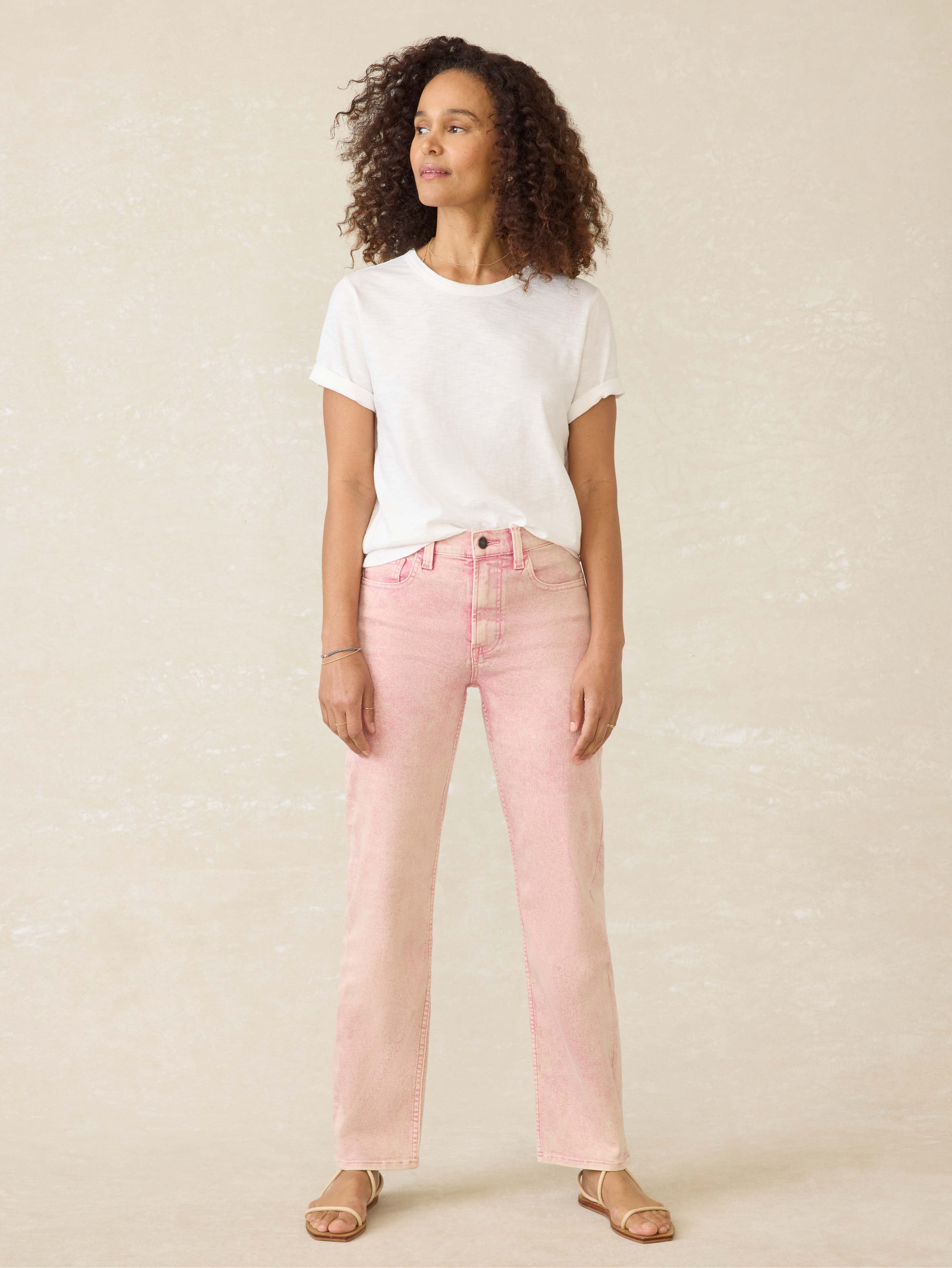 Slim Straight Sunwashed Denim - Baroque Rose