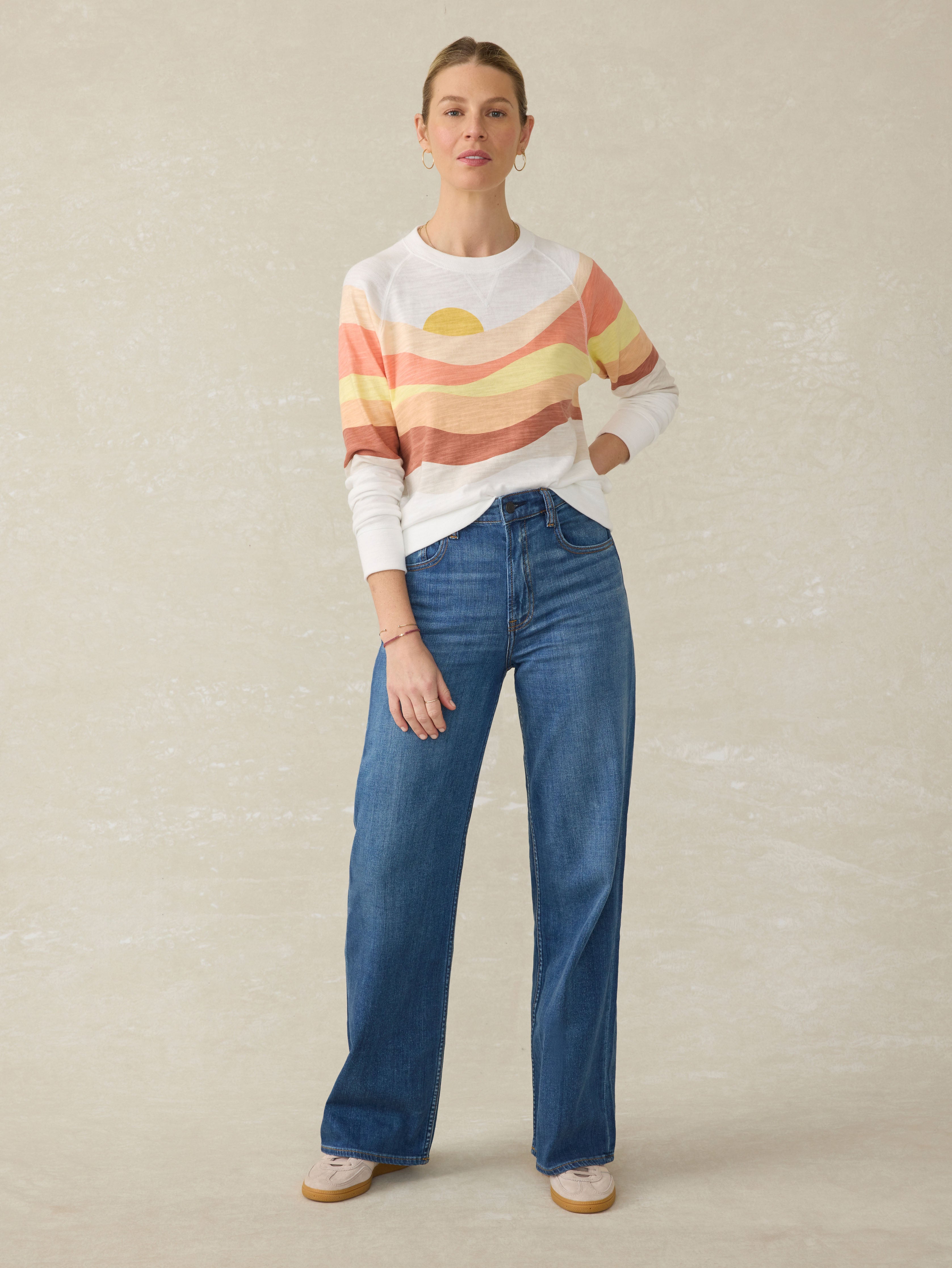 Sunwashed Slub Crewneck - Coral Spring Soleil