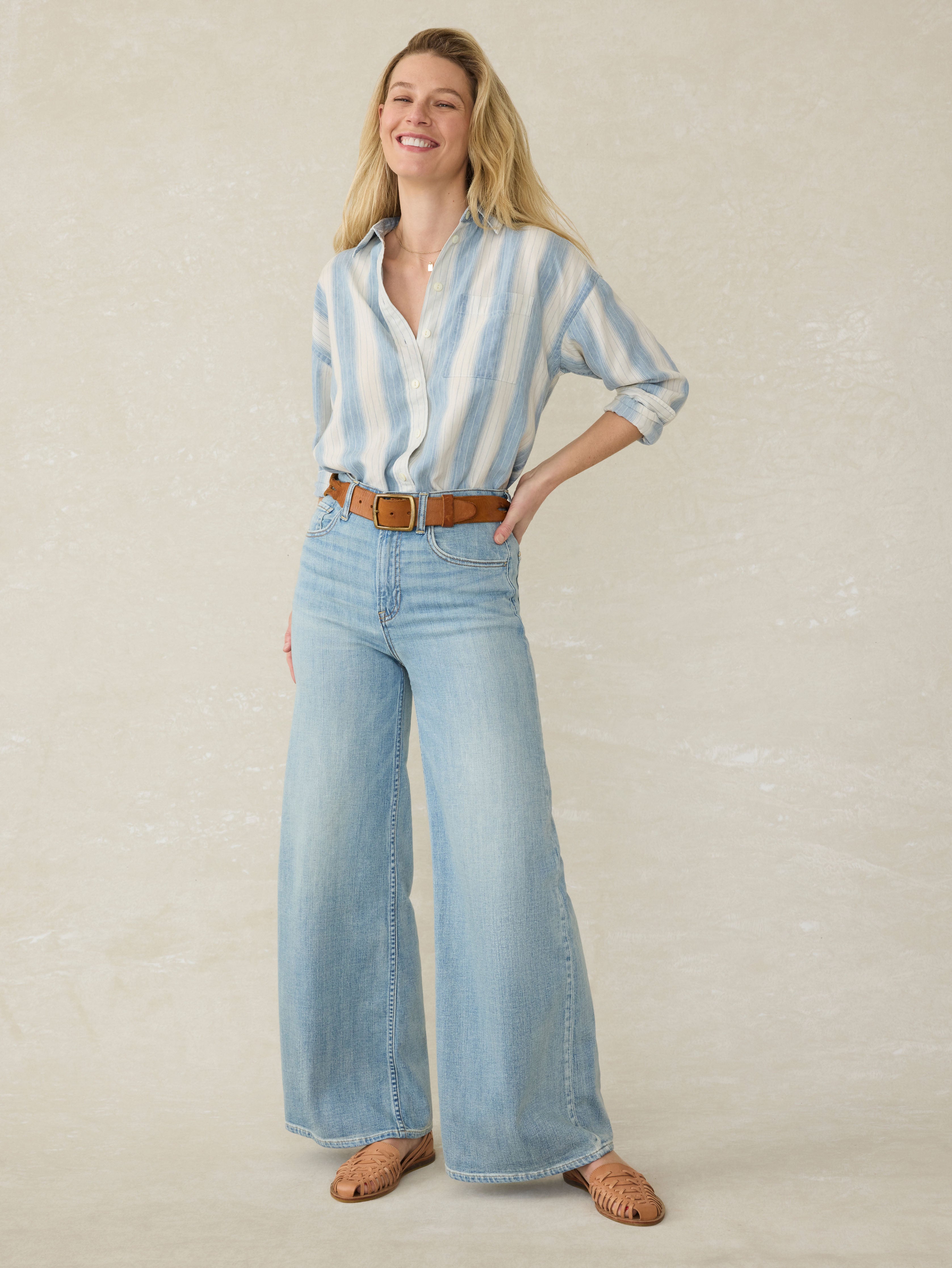 Tried & True Chambray Relaxed Shirt - Ocean Oasis Stripe