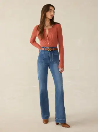 Stretch Cotton Cashmere Rib Cardigan - Red Rock(Red Rock,XXS)
