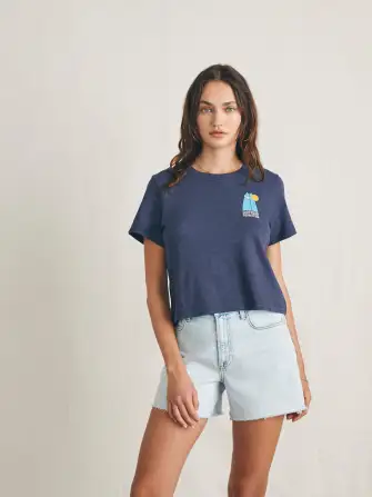 Surfrider Sunwashed Cropped Tee - Dune Navy(Dune Navy,XXS)