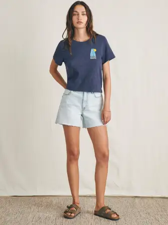 Surfrider Sunwashed Cropped Tee - Dune Navy(Dune Navy,XXS)