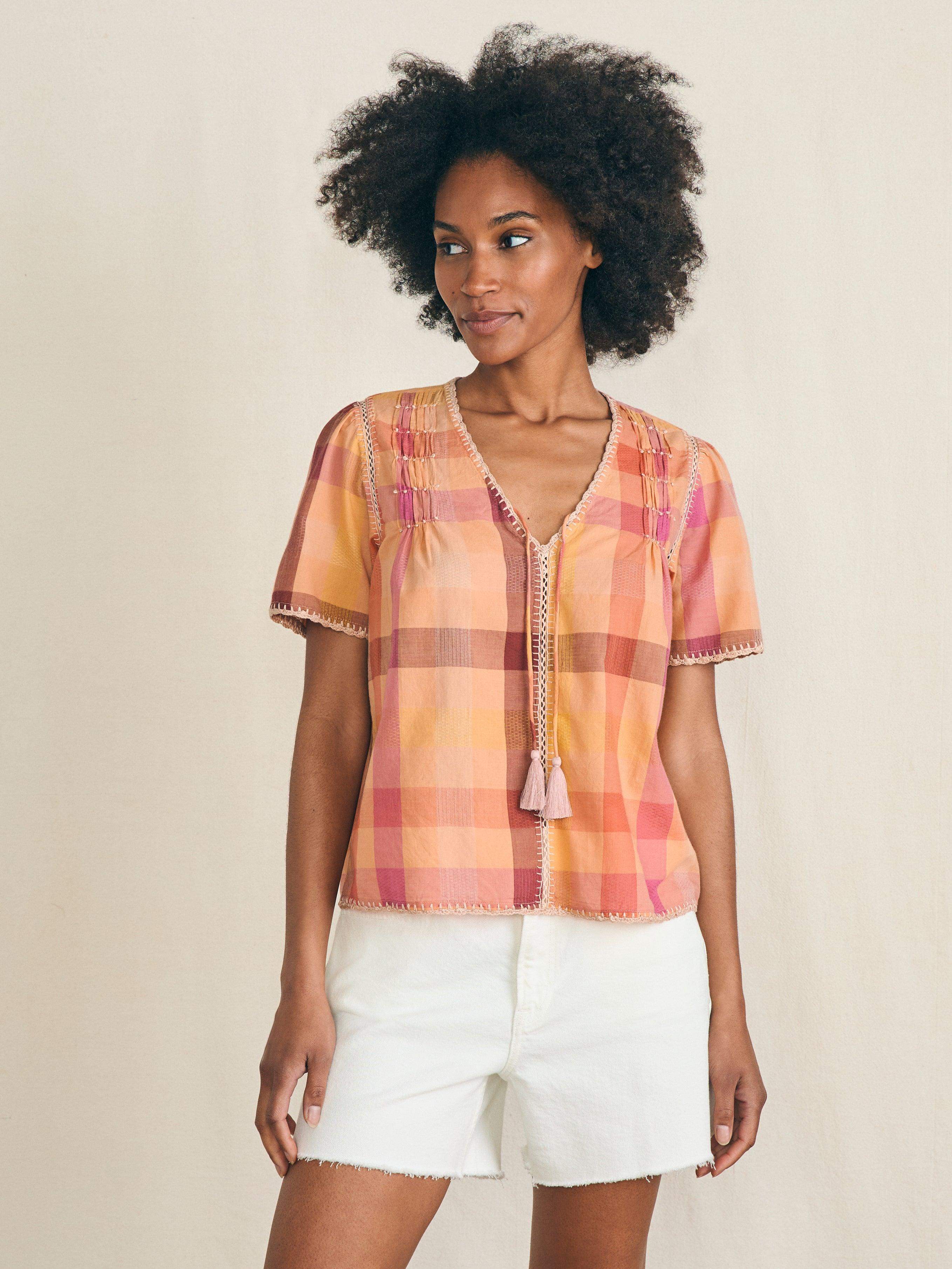 Margate Blouse - Sunset Desert Plaid