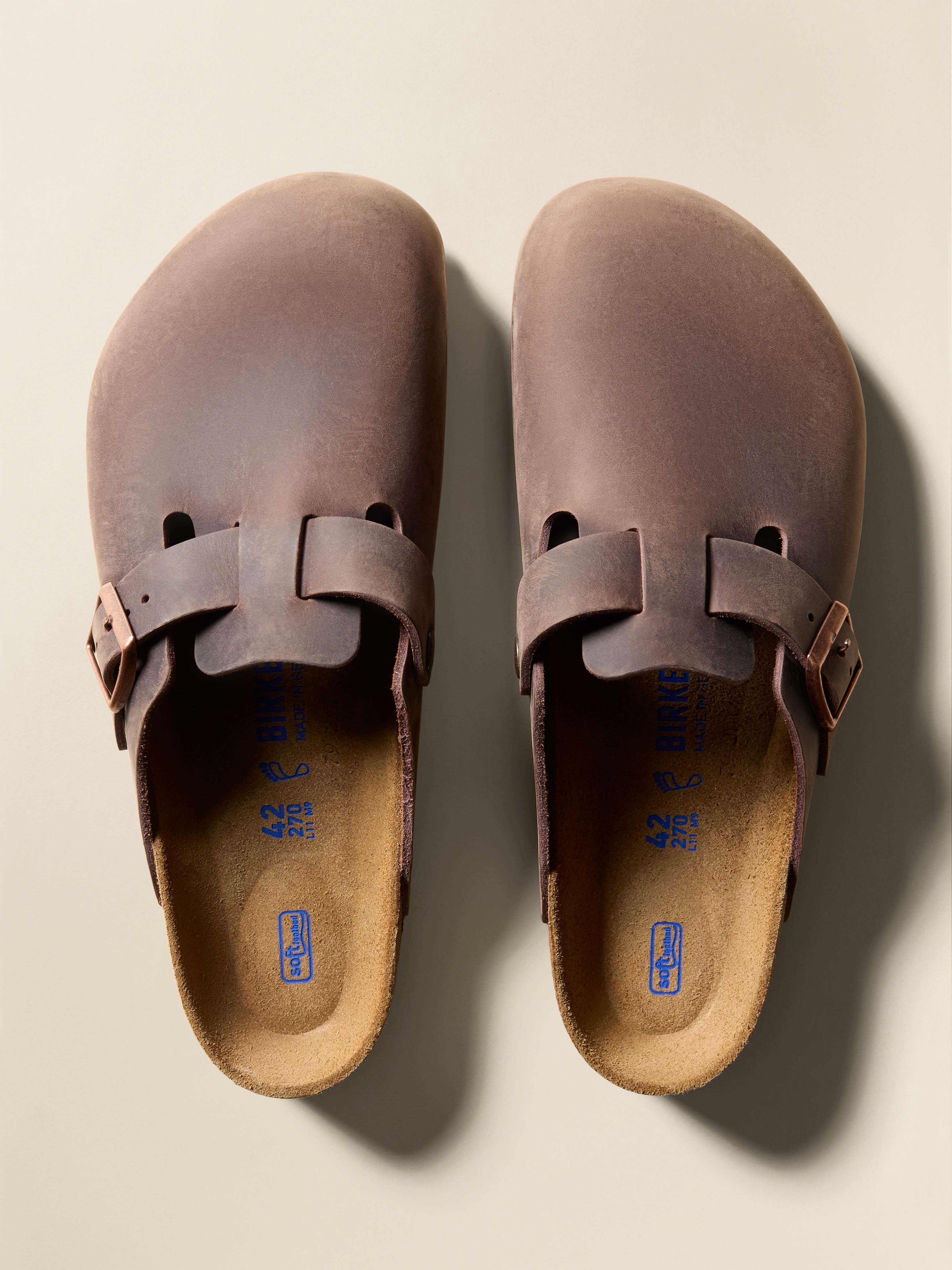 Men's Birkenstock Boston Clog Soft Footbed - Oiled Leather Habana