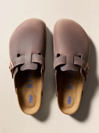 Men's Birkenstock Boston Clog Soft Footbed - Oiled Leather Habana