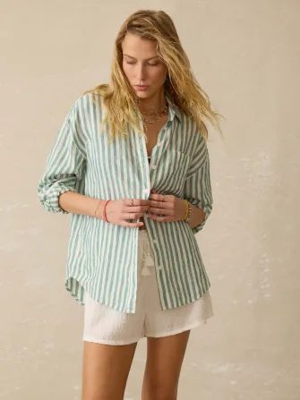 Laguna Linen Relaxed Shirt - Ocean Lucy Stripe