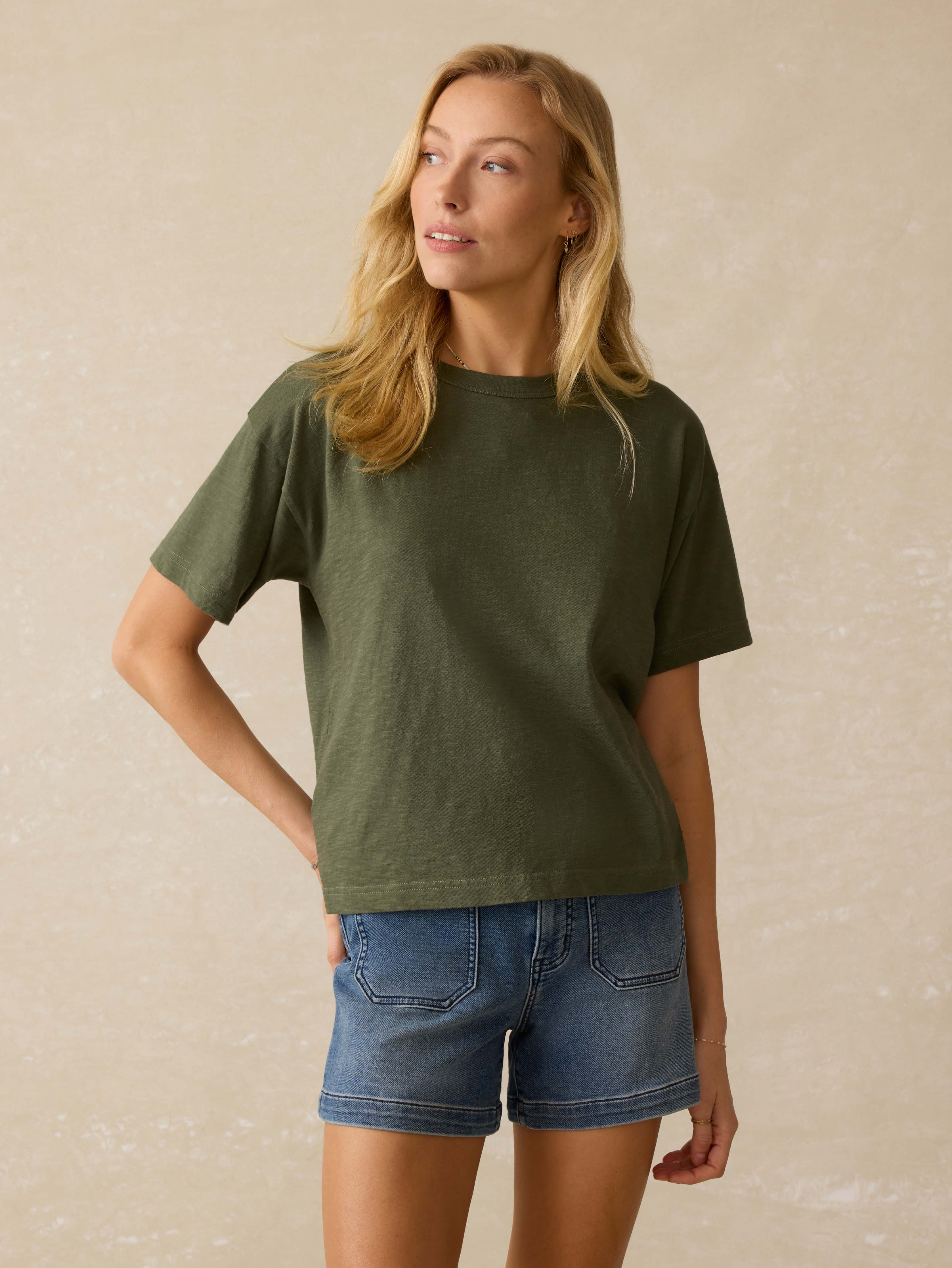 Sunwashed Regenerative Cotton Vintage Tee - Thyme
